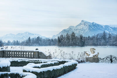 Garden of Schloss Leopoldskron in winter