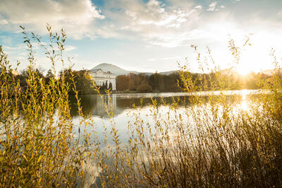 Schloss Leopoldskron at the pond in summer