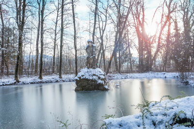 Frozen pond in the park of Schloss Leopoldskron